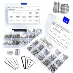 EilxMag 830pcs Set Screw Assortment Kit, Standard SAE + Metric Allen Head Socket Hex Grub Set Screws, Stainless Steel Set Screws for Bathroom Fixtures, Door Handles (M3-M8, 1/8