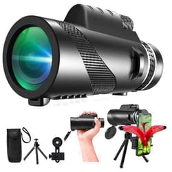 ASxmhGo Monocular-Telescope 80x100 High Powered Monoculars High Definition for Adults High Powered with Smartphone Adapter Telescope Hunting Wildlife Bird Watching Travel Camping Hiking-Black