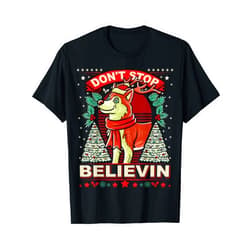 BCC Husky Shirts & Dog Lover Gifts Husky Don't Stop Believin Christmas Dog T-Shirt