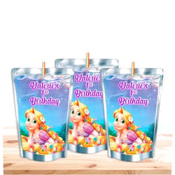 Joyful Kids Decor Tangled Juice Pouches - Printed Adhesive Labels or Assembled Drinks - 12Pack