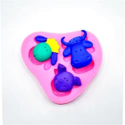 JOYUETLAN Cute Lovely Farm Animals Head Cow Sheep Pig Present Gift Birthday Party Cake Decor Silicone Mold Tool for Make Chocolate Hard Candy Dessert Ice Cube Candle Soap