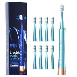 AJELU USB Rechargeable Sonic Electric Toothbrush for Adults, Powered Motor High Vibration Teeth & Gum Care, Soft Dupont Brush Heads, 2 Minutes Timer 5 Modes, Green