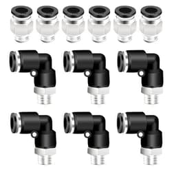 mankk 12PCS 1/4 Push to Connect Fittings Elbow and Straight Combination Pneumatic Fitting Kit 1/4
