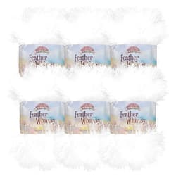 BambooMN JubileeYarn Feather Whimsy Eyelash Yarn - 50g/Skein Fine Polyester Fur - Sparkle White - 6 Skeins