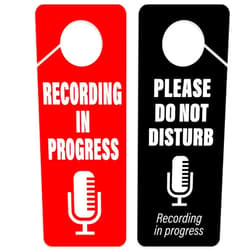 CLEVER SIGNS Recording in Progress - Please Do Not Disturb Sign, Door Knob Hanger 2 Pack, Double Sided, Ideal for Using in Any Room.