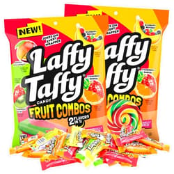 Needzo Laffy Taffy Fruit Combos, 2in1 Individually Wrapped Mini Candy Bars, Party Favors, Swirl Sticker Included, 6 Ounces, (Pack of 2)