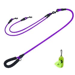 Taglory Double Dog Leash and 6FT Rope Dog Leash with Comfortable Padded Handle for Two Dogs