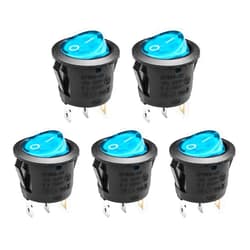 QTEATAK SPDT AC 6A/125V 10A/250V 3 Pins 2 Position On/Off Blue LED Rocker Toggle Switch for Car and Boat Toggle Switches