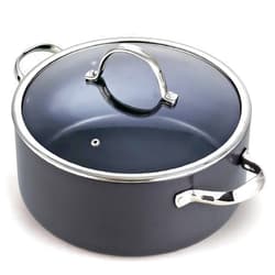 Cooks Standard Stock Pot Dutch Oven Casserole with Glass Lid, 7-Quart Classic Hard Anodized Nonstick Stockpot, Black