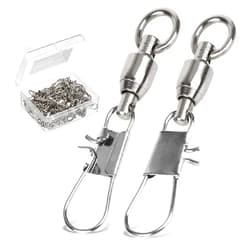 AMYSPORTS Fishing Swivels with Interlock Snap Ball Bearing Swivels Fishing Snap Swivels Saltwater Freshwater Fishing Tackle Leader Lure Jigs Line Fishing Connector