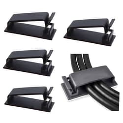 SOULWIT 50Pcs Self Adhesive Cable Management Clips, Cable Organizers Wire Clips Cord Holder for TV PC Ethernet Cable under Desk Home Office (Black)