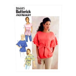 Butterick B6685ZZ Very Easy Women's Sash and Blouse Sewing Patterns, Sizes L-XXL, White