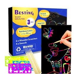 BESTING 52 Pcs Rainbow Scratch Paper Art Set 8.3