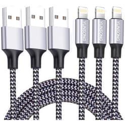 YUNSONG iPhone Charger [MFi Certified], 3Pack 6FT Nylon Braided Lightning Cable Fast Charging High Speed Data Sync USB Cord Compatible with iPhone 14 13 12 11 Pro Max XS XR X 8 7 6S 6 Plus SE