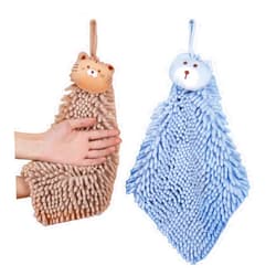 VCGUDOE 2Pack Fuzzy Hand Towels with Hanging Loop Hand Towels for Bathroom Kitchen Decorative Towels for Bathroom Chenille Microfiber Quick-Dry Soft 25