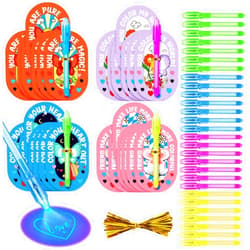 Feltom 28 Pack Valentines Day Gifts for Kids with Invisible Disappearing Ink Pen, Spy Pen for Secret Message with Valentines Day Cards, Valentine Classroom Exchange Prizes Party Favor