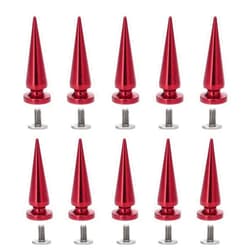 Uviviu 20Pcs 29mm Spikes for Clothing, Long Metal Cone Rivet for Leather Crafts Jacket Shoes Punk DIY (Red)