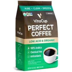 VitaCup Perfect Low Acid Coffee Ground, USDA Organic & Fair Trade, Mycotoxin Free, Dark Roast Guatemala Single Origin, Clean & Pure for Drip Coffee Brewers and French Press, 11 ounces