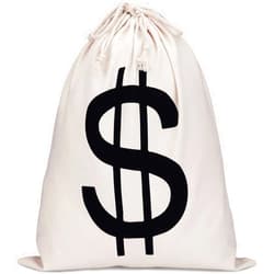 Boao 19.7 x 15.8 Inch Money Bag Dollar Sign Bag Money Drawstring Canvas Bag with Dollar Symbol for Toy Favor Cosplay Themed Party