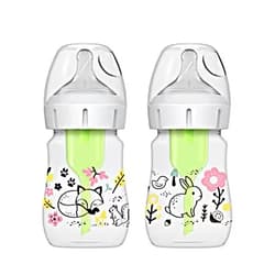 Dr. Brown's Dr. Brown’s Natural Flow® Anti-Colic Options+™ Wide-Neck Baby Bottle Designer Edition Bottles, Woodland Decos, 5 oz/150 mL, Level 1 Nipple, 2-Pack, 0m+