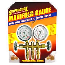 Supercool Trusted by Professionals TSI Supercool (66) Brass R-134a Manifold Gauge with Hoses in Clamshell