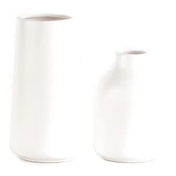 Mkono Ceramic Flower Vase, Set of 2 Decorative White Vases Minimalism Style for Modern Table Shelf Home Decor Small Pampas Grass Vases for Desk Bedroom Kitchen Entryway Office Living Room Centerpiece