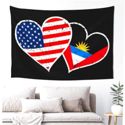 Generic Vintage Heart Usa American And Antiguan And Barbuda Tapestry Wall Hanging 60x40 Inches Including Accessories Funny Aesthetics Tapestries Wall Art Lightweight Banner Decoration For Living Room