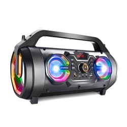 TENMIYA Bluetooth Speaker, 30W Portable Bluetooth Boombox with Subwoofer, FM Radio, RGB Colorful Lights, EQ, Stereo Sound, Booming Bass, 10H Playtime Wireless Party Speaker for Home, Outdoor, Travel, Camping