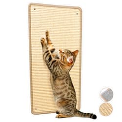 ComSaf Wall Cat Scratcher Mat - Sisal Cat Scratching Pad for Indoor Cats Kitten, Wall Floor Mount Natural Cat Scratch Mat with Adhesive Screw, 23.6