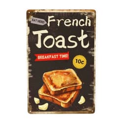 DZQUY French Toast Restaurant Tin Signs Breakfast Time Wall Decor Shop Metal Sign Vintage Restaurant Kitchen Decor Signs For Bars Cafes Pubs 12x8 Inch