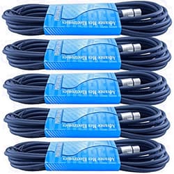 MCSPROAUDIO 5 Pack of 15 Foot Male to Female 3 Pin XLR Mic Microphone Audio Cable