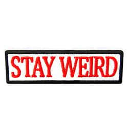 EmbTao Stay Weird Patch Embroidered Funny Badge Biker Applique Iron On Sew On Emblem