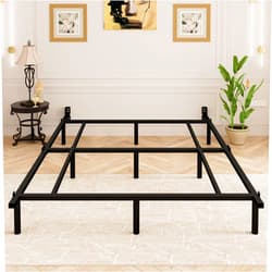 UJUJIA Full Size Bed Frame, 7 Inch Low Heavy Duty Metal Platform Bed Frames Full for Box Spring and Mattress, Easy Assembly, Noise-Free, Adjustable, Black