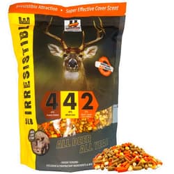 H HERRON OUTDOORS THE BETTER CHOICE Herron Outdoors 4-4-2 Protein Pellets, Whole Corn & Blaze Orange- Deer Attractants for Whitetail Deer, and Feed Bait for All Hunters All Seasons- 5Ibs