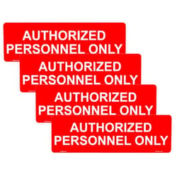 Haobase 4 Pcs Authorized Personnel Only Sign Sticker - 20 cm x 6 cm - Self Adhesive Vinyl (Red)