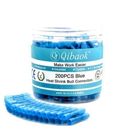 Qibaok 200 PCS Heat Shrink Butt Connectors, Qibaok Waterproof Butt Connectors Insulated Electrical Wire Connectors Crimp Connectors Butt Splice Terminal for Automotive Marine Boat Truck Trailer Stereo