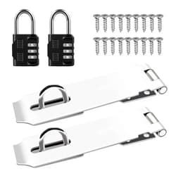 Miuuer 2Pcs Door Hasp Latch Lock,5 Inch 304 Stainless Steel Packlock Clasp Hasp Lock Latch with Screws for Cabinets, Closets