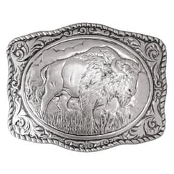 HAQUIL Buffalo Silver Plated Vintage Rectangle Belt Buckle Scaloped Buckle