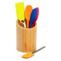 RSVP International Bamboo Collection, Countertop Décor for Kitchen & Tabletop, Tool Holder, 5.5(DIA)x7.75