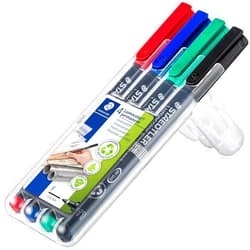 Staedtler 318-WP4 Lumocolor Permanent Universal Pens, Fine Point, 0.6mm, Assorted, 4 per Set