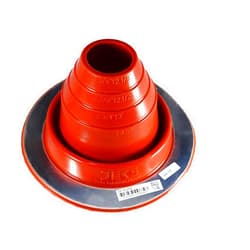 Dektite #2 Red Silicone Metal Roof Pipe Flashing, High Temp, Round Base, Pipe OD 1-3/4