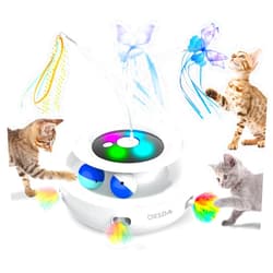ORSDA Cat Toy, 3-in-1 Automatic Cat Toys for Indoor Cats, Electronic Whack a Mole, Fluttering Butterfly,Track Balls Kitten Toy, Rechargeable Power Interactive Feather Toys for All Breeds