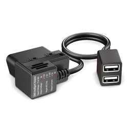 Plozoe OBD Constant Power Cable for Dash Camera,Compatible with Garmin Dash Cam,OBDII Adapter Cable with Dual USB Interfaces,24 Hours Surveillance/Acc Mode with Low Voltage Protection 11.6-36V to 5V 3A