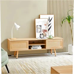 Jubite Mid-Century Modern Rattan TV Stand 55.12