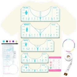 Vowlove T-Shirt Ruler Guide Alignment Tool to Center Designs, All Size Tshirt Measurement Tool for Heat Press Accessories, Left Chest Logo, DTF, Sublimation Blanks, Heat Transfer Vinyl HTV
