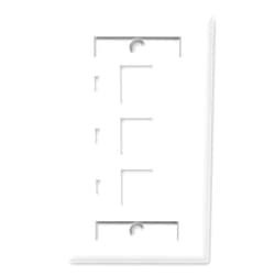 NavePoint Keystone Jack Wall Plate 3-Port, Low Profile, Single Gang, White, 10-Pack