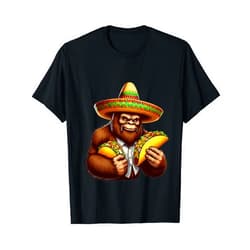 Sasquatch Cinco de Mayo Bigfoot Shirts Bigfoot Carrying Taco Sombrero Cinco de Mayo Boy Men Squatch T-Shirt