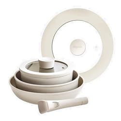 Dogado Organic Cookware Set, Nonstick Ceramic 6 Piece, Stackable Pots and Pan, Detachable Removable Handle (Sand Beige)
