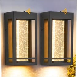 Myhaptim Dusk to Dawn Sensor Porch Lights, Crystal Bubble Exterior Lighting Fixtures, Modern Outdoor Wall Light, Outdoor Lighting Fixture for Porch, 2Pack