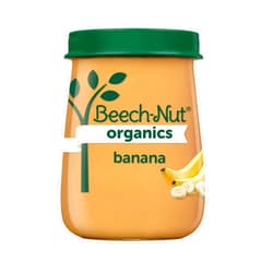 Beech-Nut Organic Baby Food Jars, Organic Banana Puree, Stage 2 Baby Food for Babies 6 Months and Up, Non-GMO, 4oz Glass Jars, 10ct